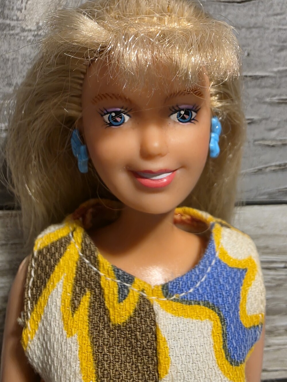 Vintage  Barbie Doll With Floral Wide-Leg Jumpsuit - Yellow Multi - Picture 4 of 6